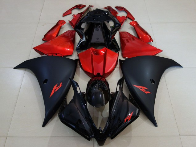 Carénage Moto Yamaha R1 2012-2014 - Noir Brillant Noir Mat Rouge