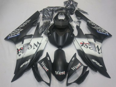 Carénages Moto Yamaha R6 2006-2007 - Noir Mat Blanc West Michelin