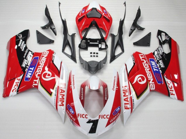Carénages Moto Ducati 848 1098 1198 2007-2014 - Blanc Rouge Bleu Noir Brillant Ficc Fiamm 7