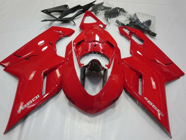 Carénages Moto Ducati 1098 2007-2014 - Rouge Brillant Noir Brillant