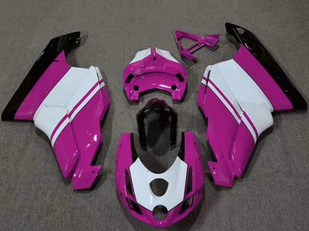 Carénages Moto Ducati 749 999 2003-2004 - Blanc Rose Noir Brillant