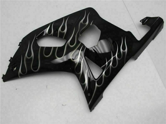 Carénages Moto Suzuki GSXR 600/750 2001-2003 - Noir Brillant Argent Flamme