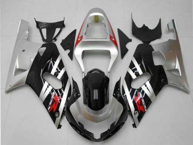 Carénages Moto Suzuki GSXR 600/750 2001-2003 - Argent Noir Brillant Rouge