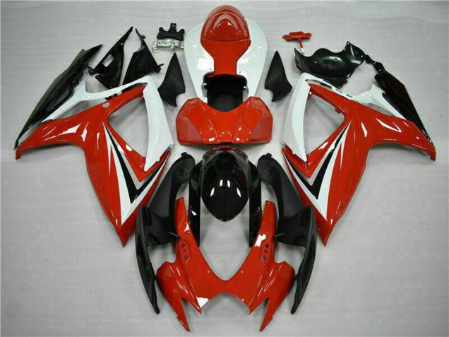Carénages Moto Suzuki GSXR 600/750 2006-2007 - Blanc Rouge Noir Brillant Bande