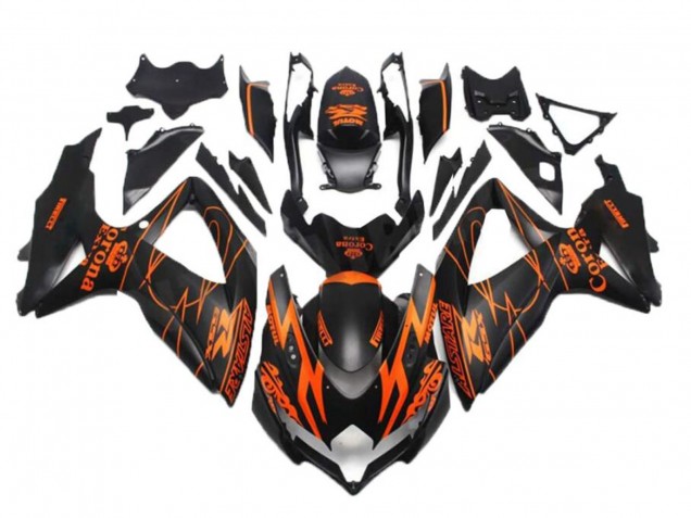 Carénages Moto Suzuki GSXR 600/750 2008-2010 - Noir Mat Orange Alstare Corona Motul