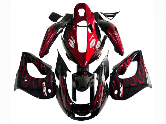 Kits Carénage Moto Yamaha YZF 1000R Thundecourses 1997-2007 - Noir Rouge Flamme