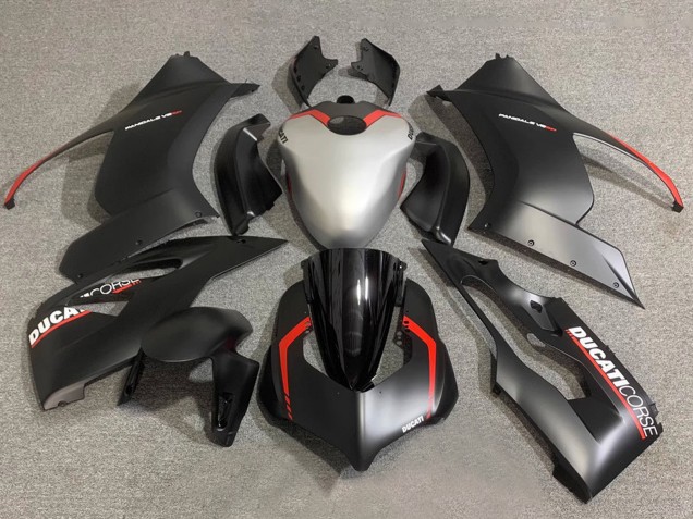 Carénages Moto Ducati Panigale V2 2020-2024 - Argent Rouge Noir Mat Corse