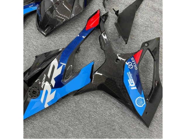 Carénages Moto BMW S1000RR 2019-2022 - Noir Bleu Rouge Fibre de Carbone