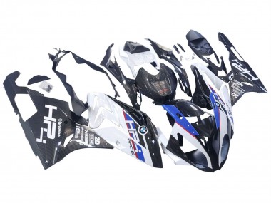 Carénages Moto BMW S1000RR 2015-2016 - Blanc Bleu Noir Fibre de Carbone