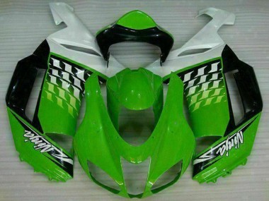 Carénages Moto Kawasaki ZX6R 2007-2008 - Vert Blanc Ninja