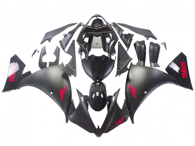 Carénages Moto Yamaha YZF 1000 R1 2012-2014 - Noir Brillant Noir Mat Rouge