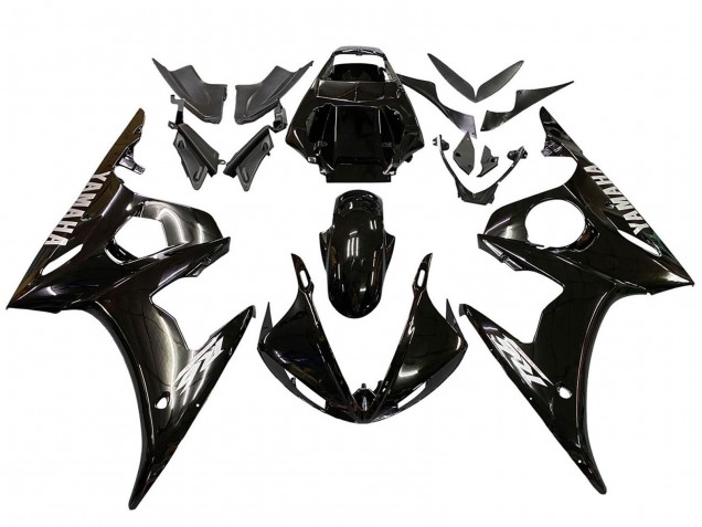 Carénages Moto Yamaha YZF R6S 2006-2009 - Noir Brillant Blanc Décalque