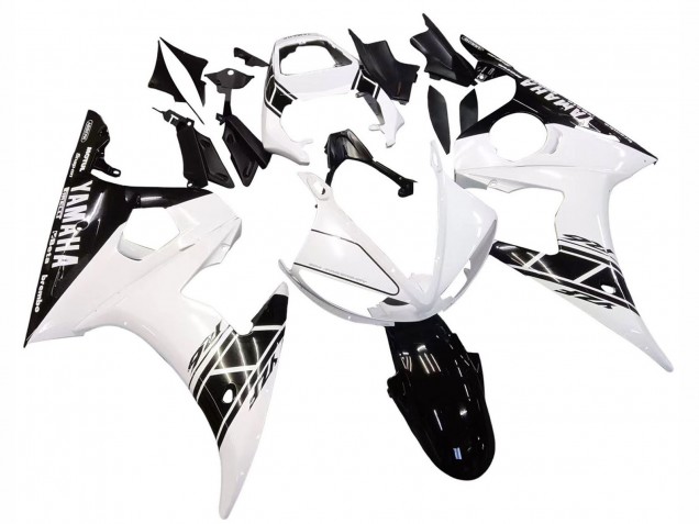 Carénages Moto Yamaha YZF R6S 2006-2009 - Blanc Noir Brillant