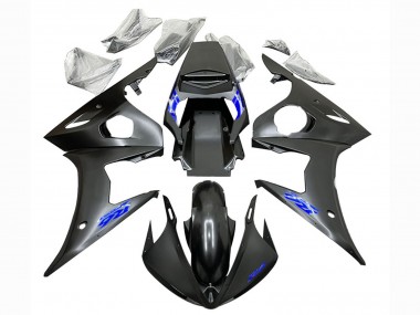 Carénages Moto Yamaha YZF R6 2003-2004 - Noir Mat Bleu