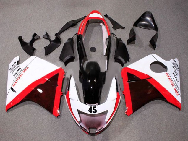 Carénages Moto Honda CBR1100XX Blackbird 1996-2007 - Blanc Rouge Noir Brillant