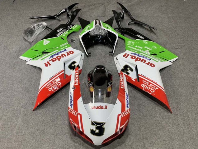 Carénages Moto Ducati 848/1098/1198 2007-2014 - Blanc Rouge Vert Valsir 3