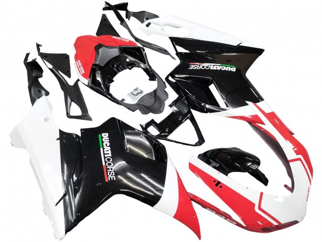 Carénages Moto Ducati 848/1098/1198 2007-2014 - Blanc Rouge Noir Brillant