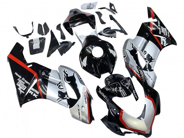 Carénages Moto Honda CBR1000RR 2004-2005 - Argent Noir Brillant Rouge Bande