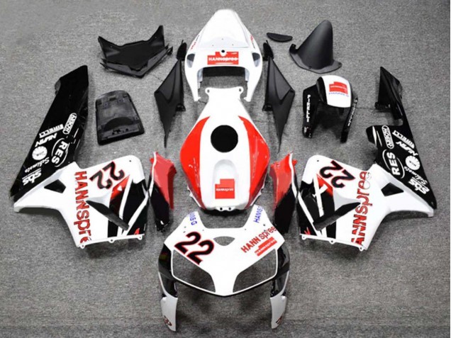 Carénages Moto Honda CBR600RR 2005-2006 - Blanc Rouge Noir Brillant HannSpree 22