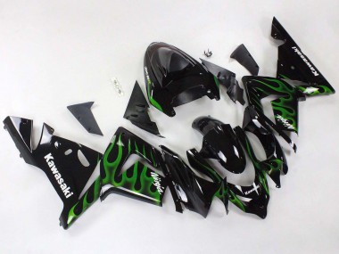Carénages Moto Kawasaki ZX10R 2004-2005 - Noir Vert Flamme Ninja
