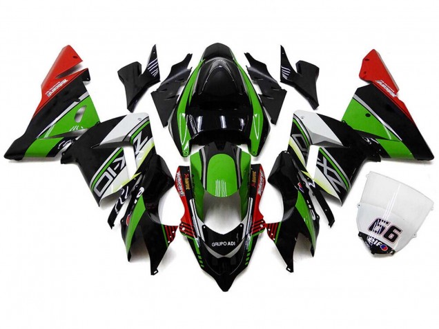 Carénages Moto Kawasaki ZX10R 2004-2005 - Blanc Noir Vert Elf