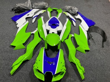 Carénages Moto Kawasaki ZX10R 2021-2025 - Blanc Vert Bleu