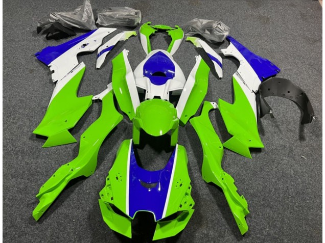 Carénages Moto Kawasaki ZX10R 2021-2025 - Blanc Vert Bleu