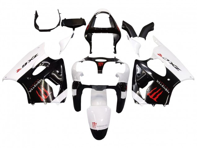 Carénages Moto Kawasaki ZX6R 2000-2002 - Blanc Noir Rouge Monstre
