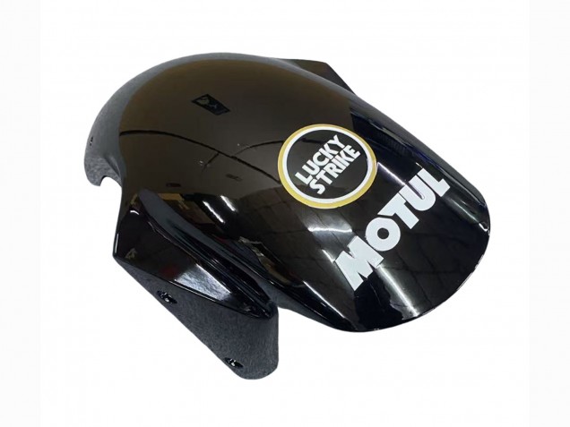 Carénages Moto Kawasaki ZX6R 2003-2004 - Noir Brillant Blanc Motul Lucky Strike