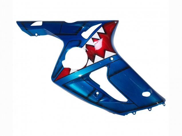 Carénages Moto Kawasaki ZX6R 2003-2004 - Bleu Blanc Rouge Requin
