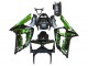 Carénages Moto Kawasaki ZX6R 2003-2004 - Noir Brillant Vert Flamme