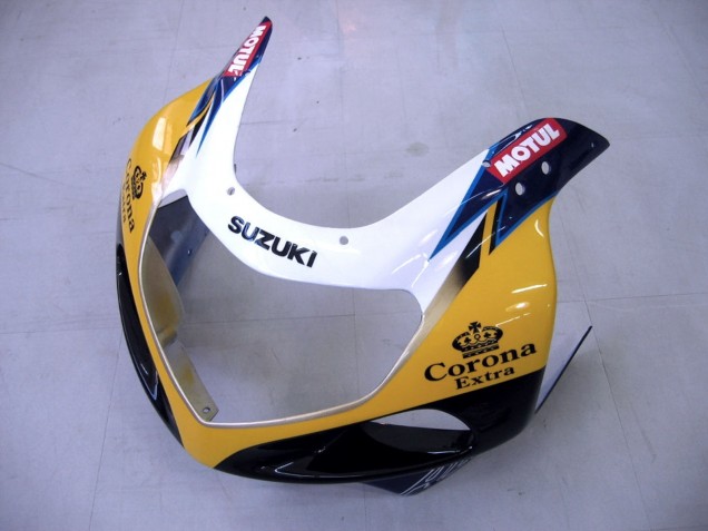 Carénages Moto Suzuki GSXR1000 2000-2002 - Jaune Bleu Foncé Blanc Motul Corona