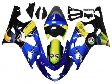 Carénages Moto Suzuki GSXR 600 / GSXR 750 2004-2005 - Bleu Jaune Noir Requin
