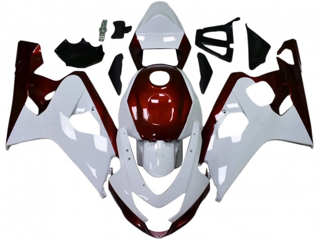 Carénages Moto Suzuki GSXR 600 / GSXR 750 2004-2005 - Blanc Bonbon Rouge Noir