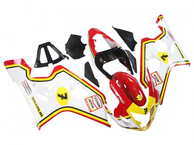 Carénages Moto Suzuki GSXR 600 / GSXR 750 2004-2005 - Blanc Rouge Jaune Michelin Texaon Heron 7