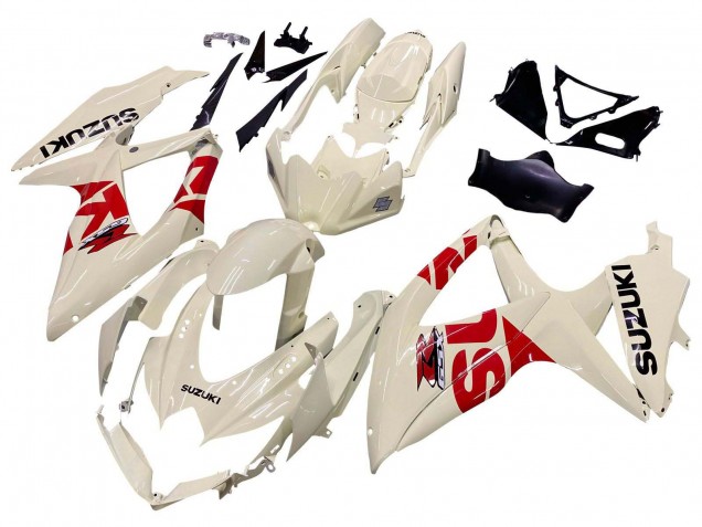 Carénages Moto Suzuki GSXR 600 / GSXR 750 2008-2010 - Crème Blanc Rouge Noir