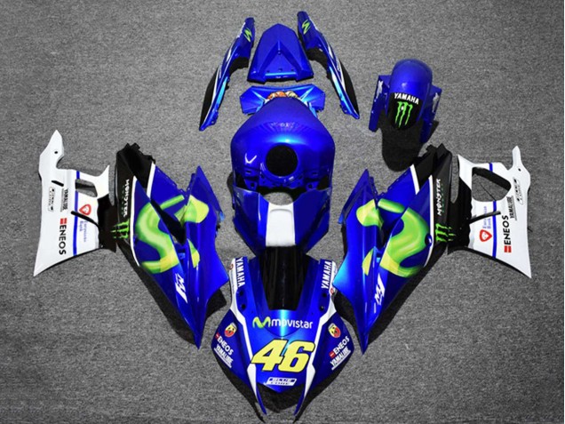 Carénages Moto Yamaha YZF R3/R25 2019-2021 - Bleu Blanc Vert Noir Monstre MoviStar ENEOS 46