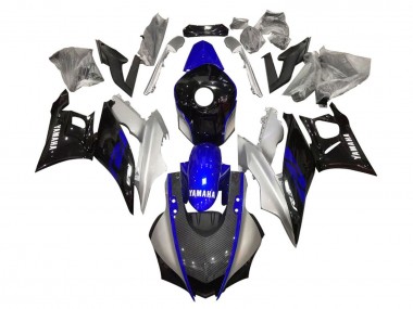Carénages Moto Yamaha YZF R3/R25 2019-2021 - Argent Bleu Noir Fibre de Carbone Style