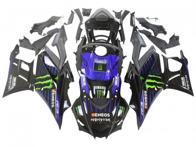 Carénages Moto Yamaha YZF R3/R25 2022-2024 - Bleu Vert Noir Monstre Yamalube ENEOS