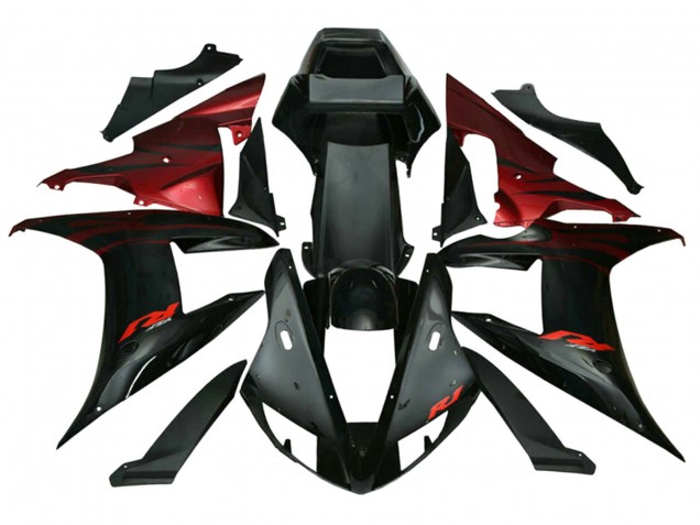 Carénages Moto Yamaha YZF 1000 R1 2002-2003 - Rouge Noir Flamme