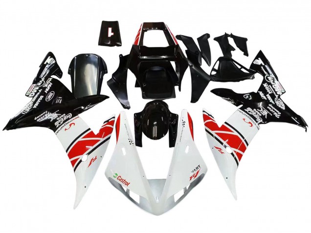 Carénages Moto Yamaha YZF 1000 R1 2002-2003 - Blanc Rouge Noir Castrol