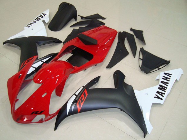 Carénages Moto Yamaha YZF R1 2002-2003 - Rouge Blanc Noir Mat