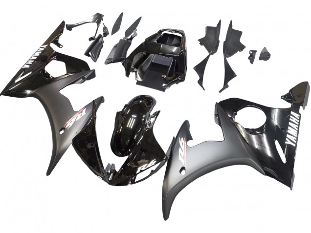Carénages Moto Yamaha YZF R6S 2006-2009 - Noir Brillant Noir Mat Blanc Décalque