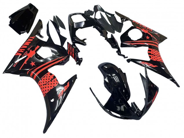 Carénage Moto Yamaha YZF R6S 2006-2009 - Noir Brillant Rouge