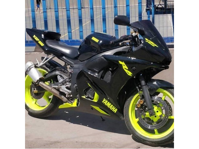 Carénages Moto Yamaha YZF R6S 2006-2009 - Noir Brillant Jaune Néon