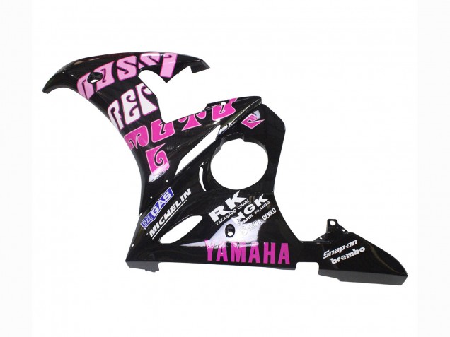 Carénages Moto Yamaha YZF R6S 2006-2009 - Jaune Rose Noir Brillant Rossi Repsol 46