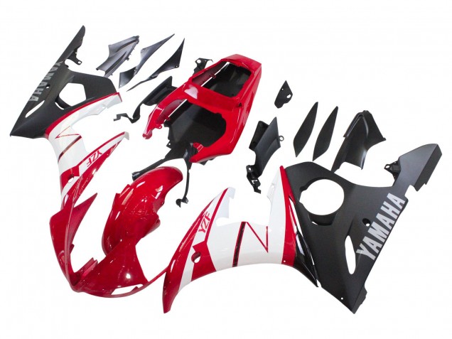 Carénages Moto Yamaha YZF R6S 2006-2009 - Rouge Blanc Noir Mat