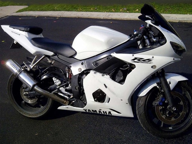 Carénages Moto Yamaha YZF R6S 2006-2009 - Blanc Noir Décalque