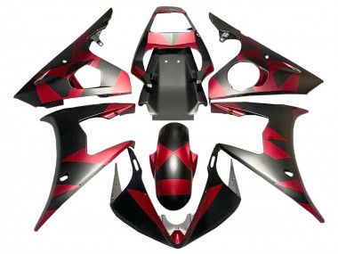 Carénages Moto Yamaha YZF 600 R6 2005 - Noir Mat Rouge Geometric
