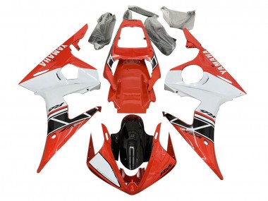Carénages Moto Yamaha YZF 600 R6 2005 - Blanc Rouge Noir Brillant